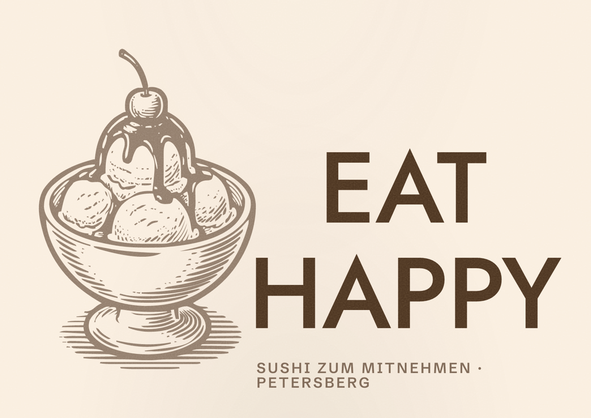 Illustriertes Poster von EAT HAPPY, Sushi zum Mitnehmen in Petersberg