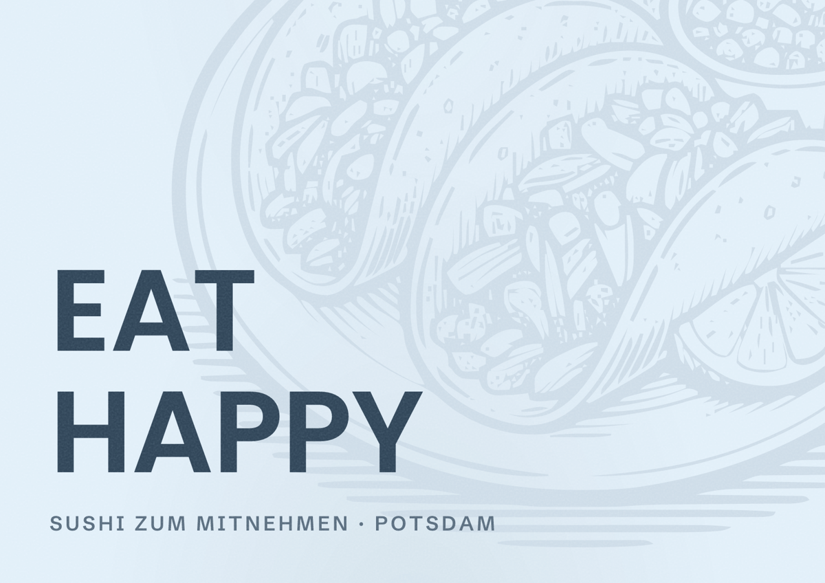 Illustriertes Poster von EAT HAPPY, Sushi zum Mitnehmen in Potsdam