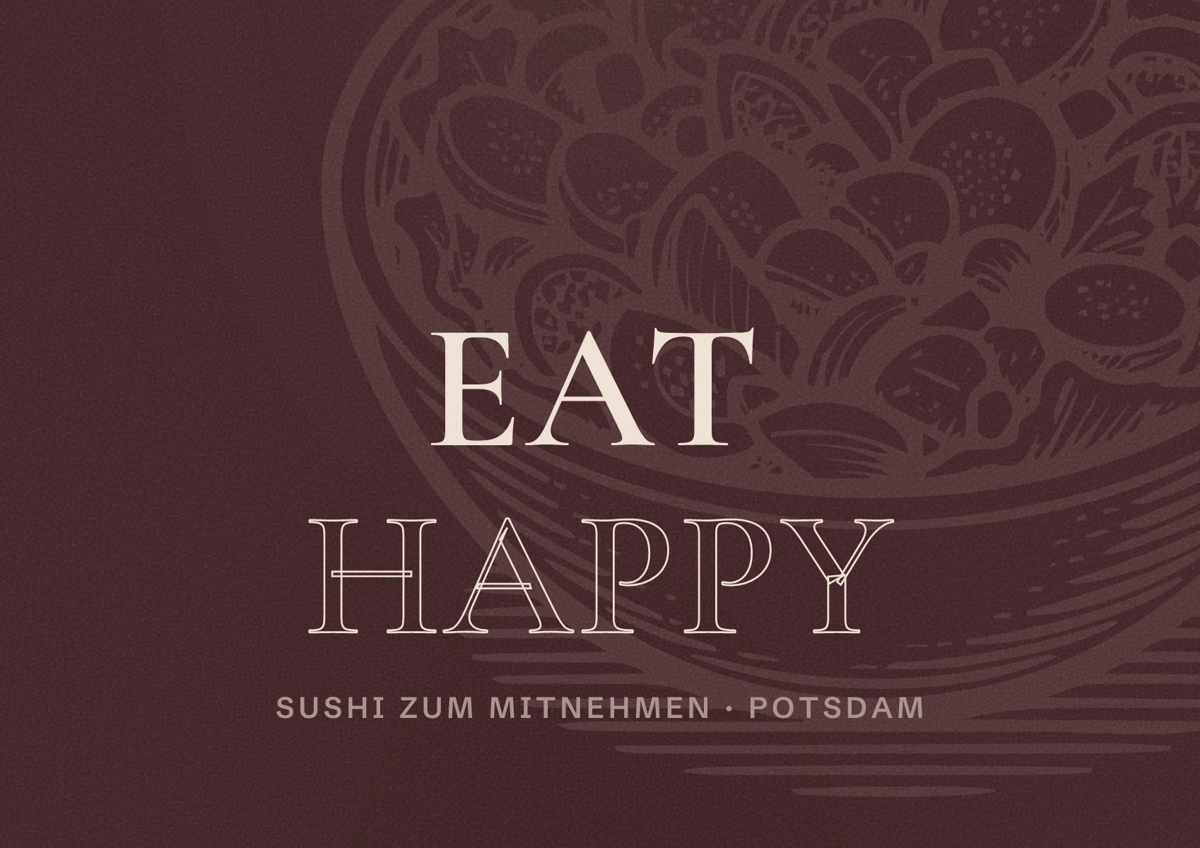 Illustriertes Poster von EAT HAPPY, Sushi zum Mitnehmen in Potsdam