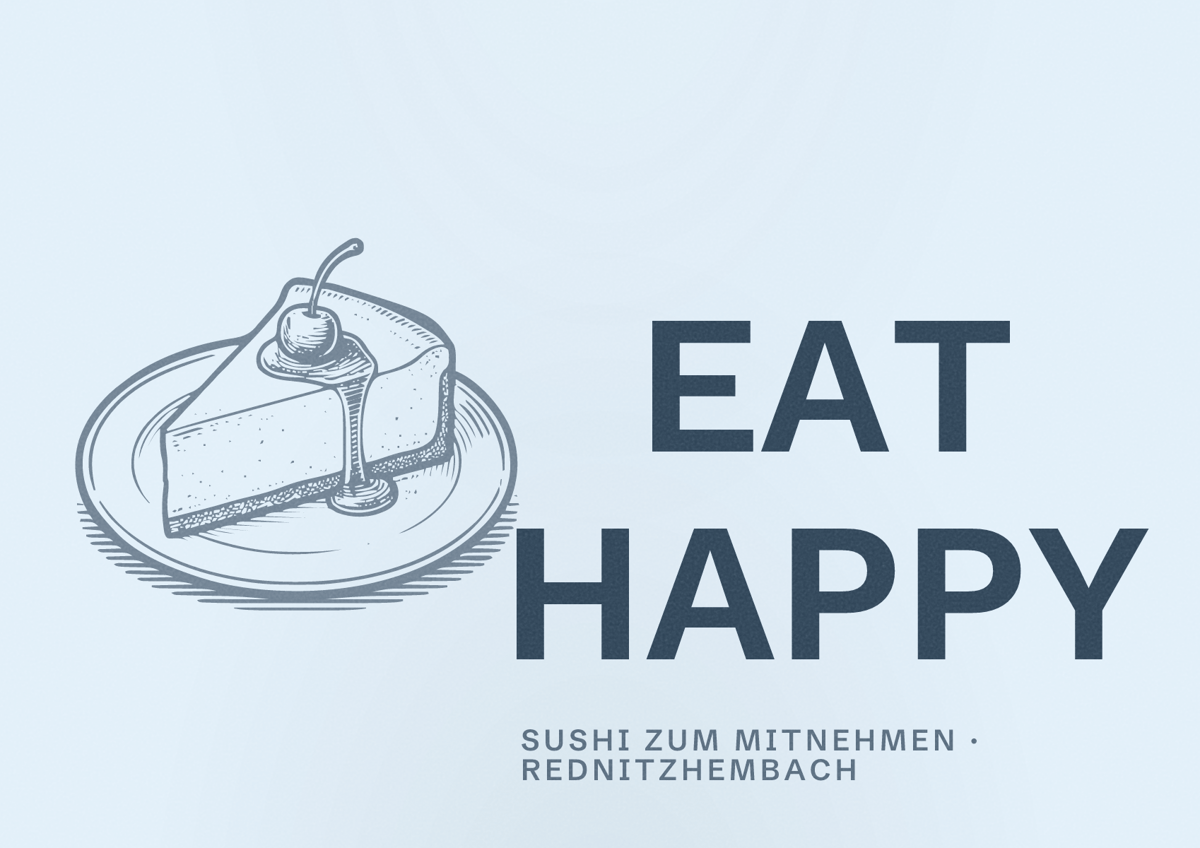Illustriertes Poster von EAT HAPPY, Sushi zum Mitnehmen in Rednitzhembach