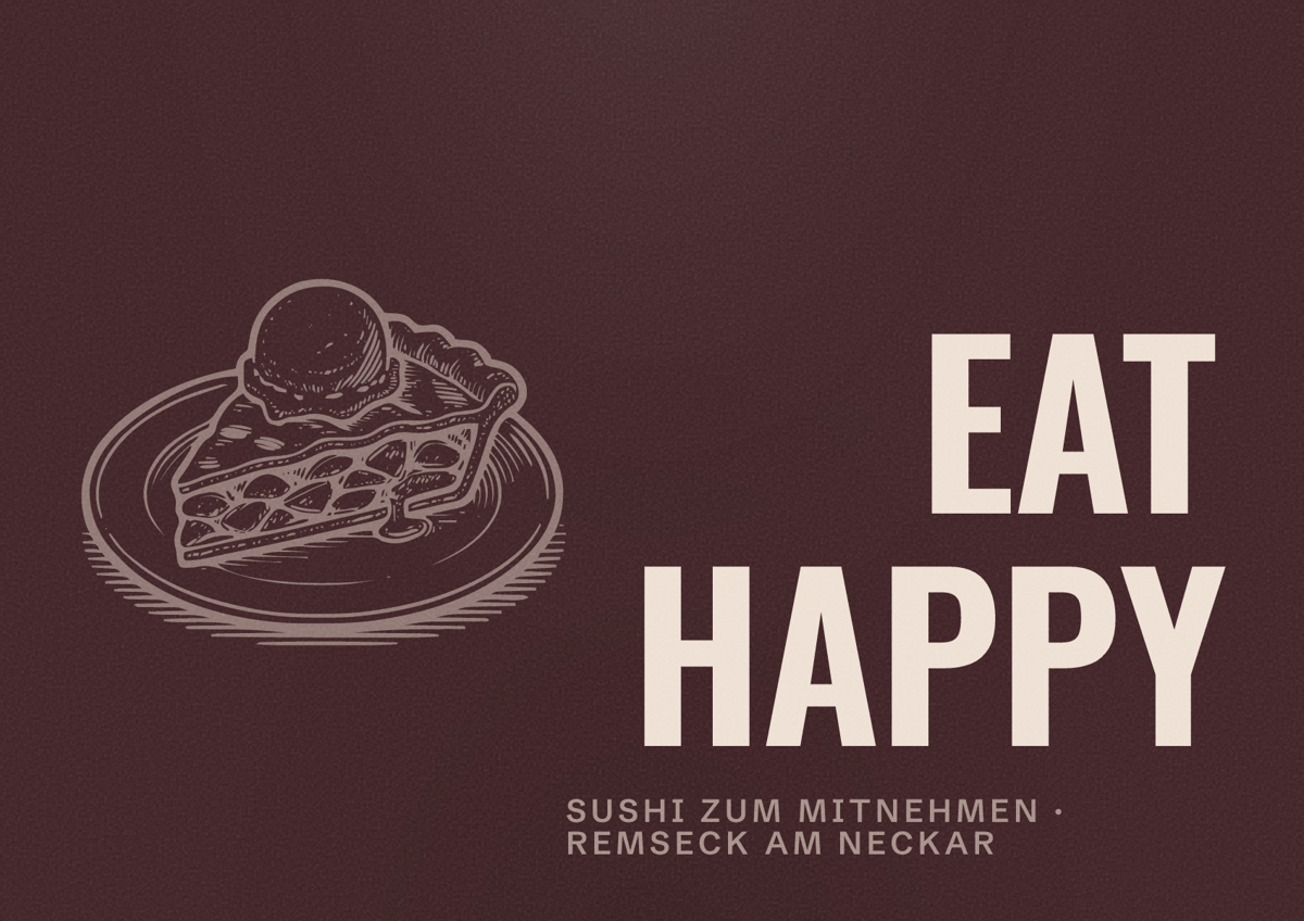 Illustriertes Poster von EAT HAPPY, Sushi zum Mitnehmen in Remseck am Neckar