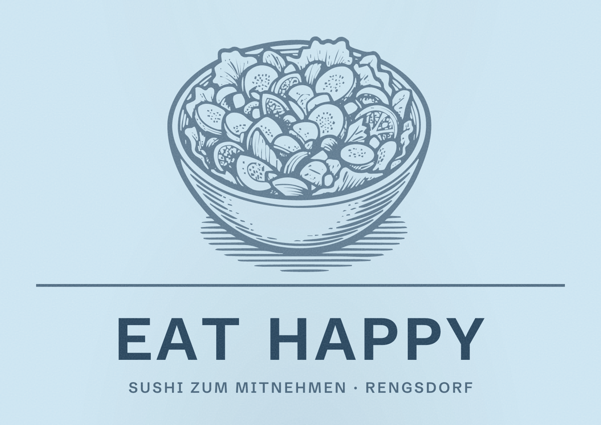 Illustriertes Poster von EAT HAPPY, Sushi zum Mitnehmen in Rengsdorf