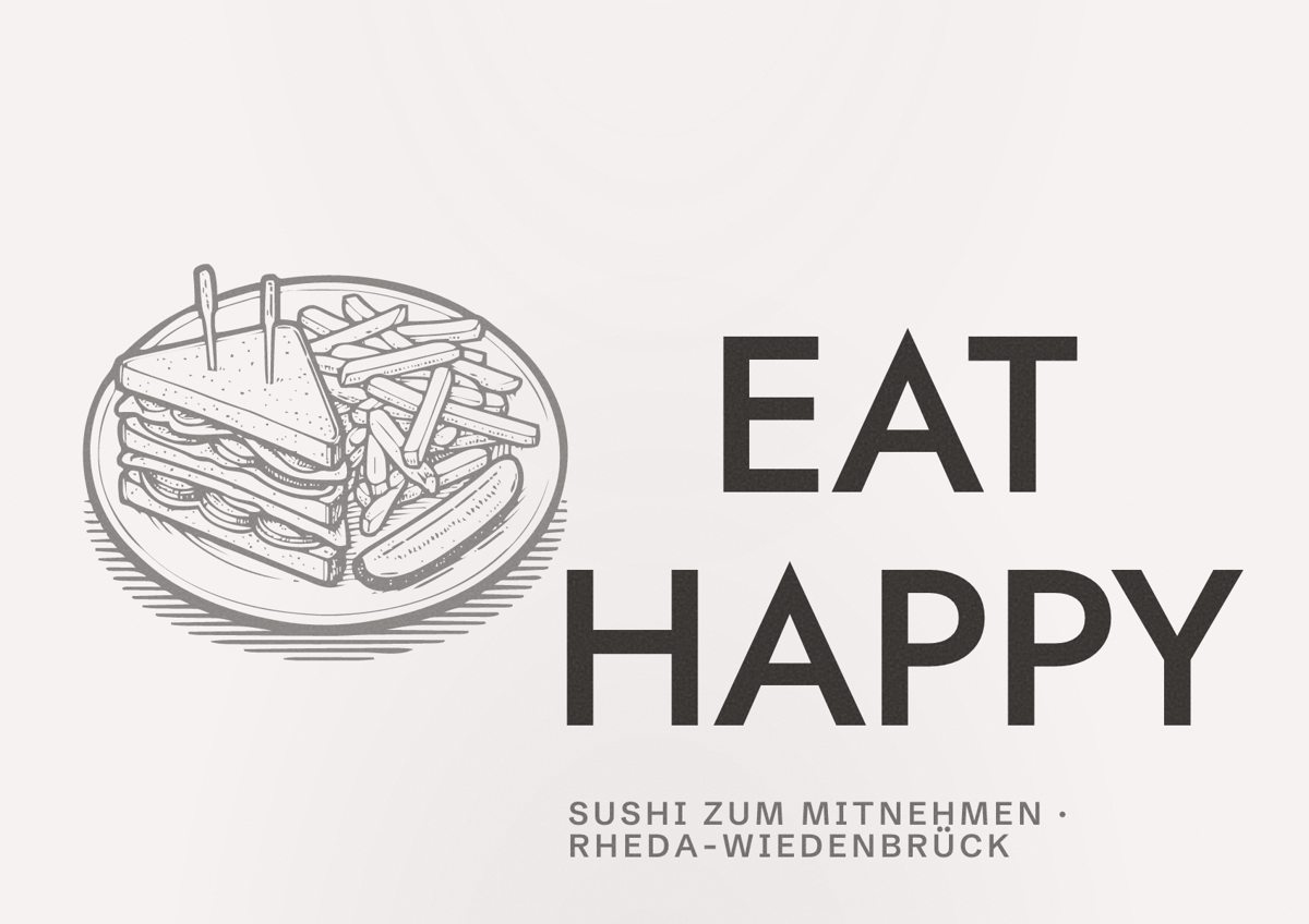 Illustriertes Poster von EAT HAPPY, Sushi zum Mitnehmen in Rheda-Wiedenbrück