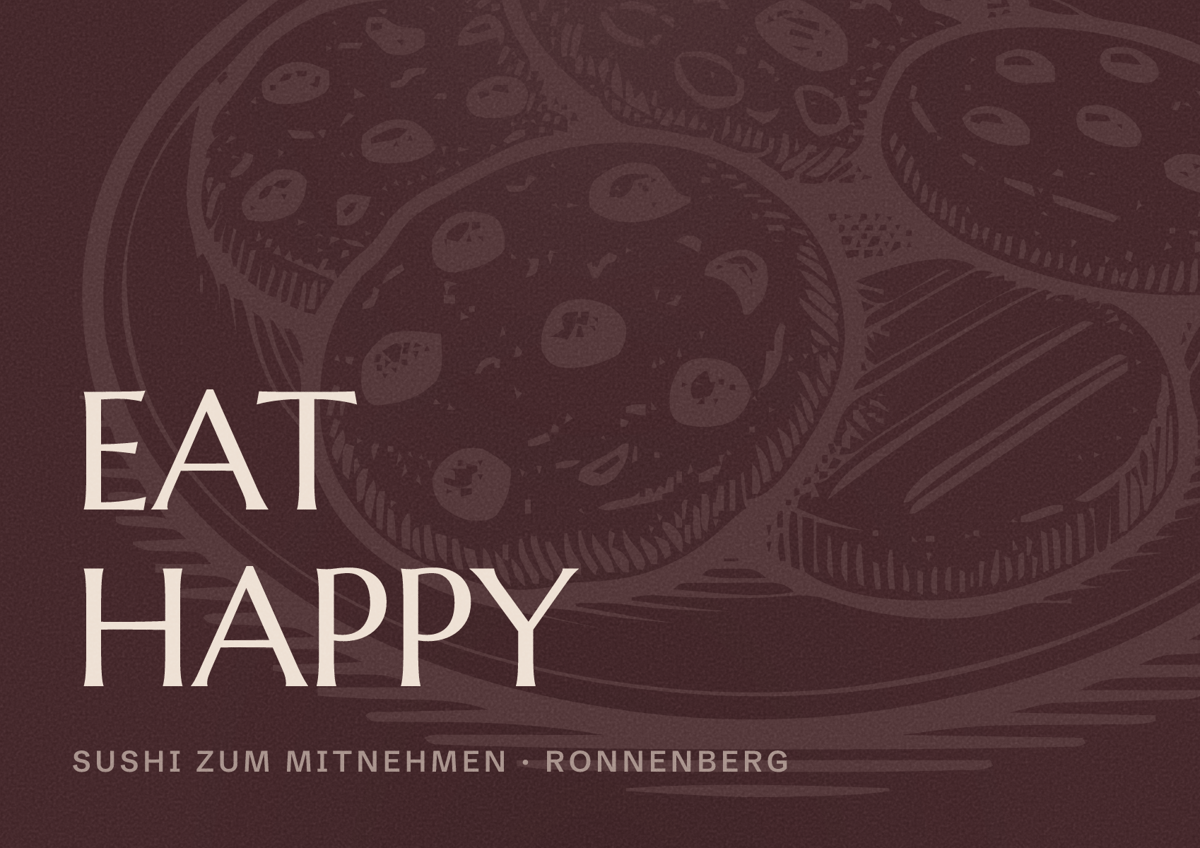 Illustriertes Poster von EAT HAPPY, Sushi zum Mitnehmen in Ronnenberg