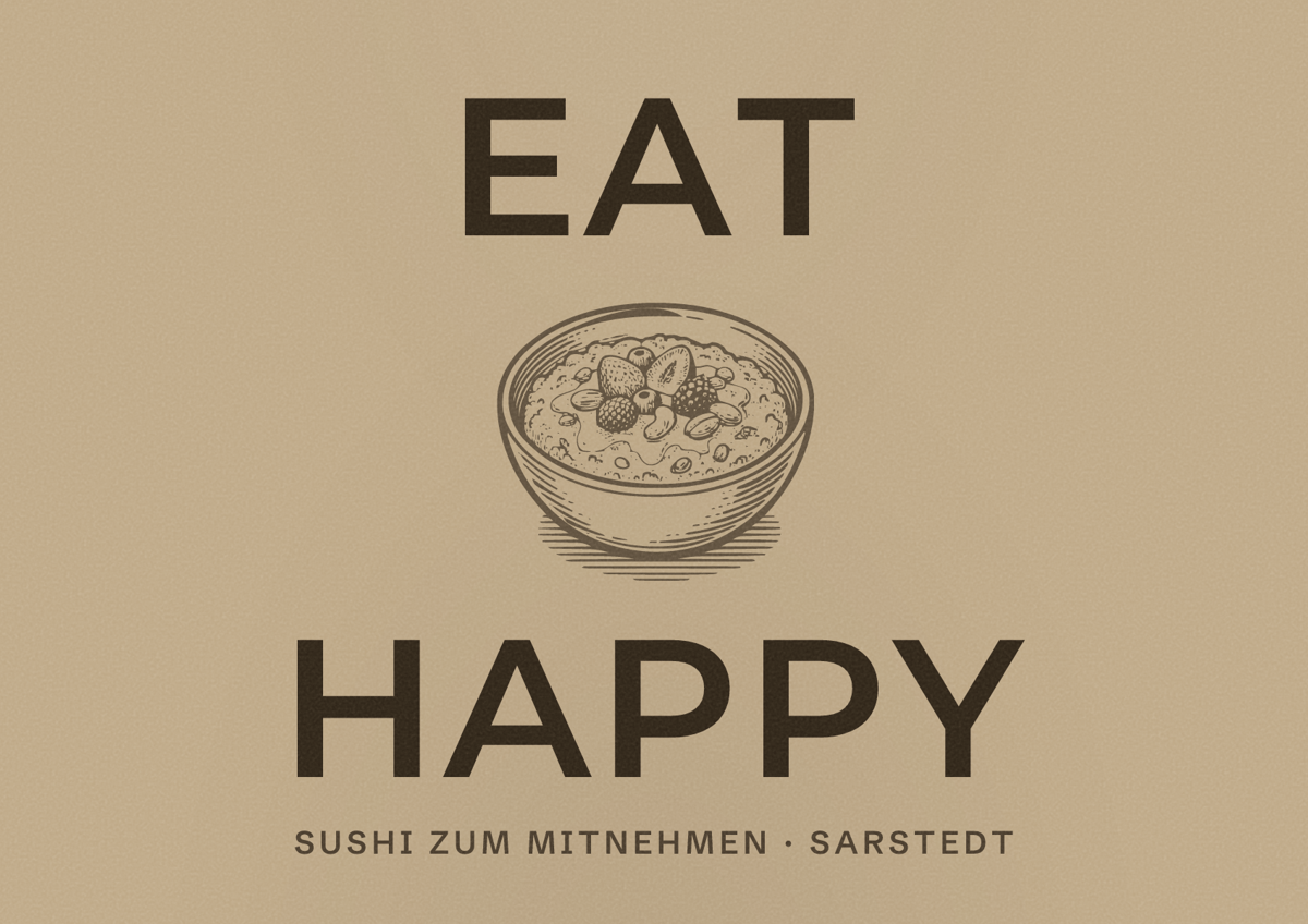 Illustriertes Poster von EAT HAPPY, Sushi zum Mitnehmen in Sarstedt