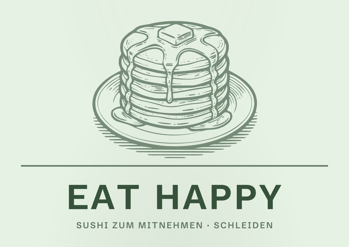 Illustriertes Poster von EAT HAPPY, Sushi zum Mitnehmen in Schleiden