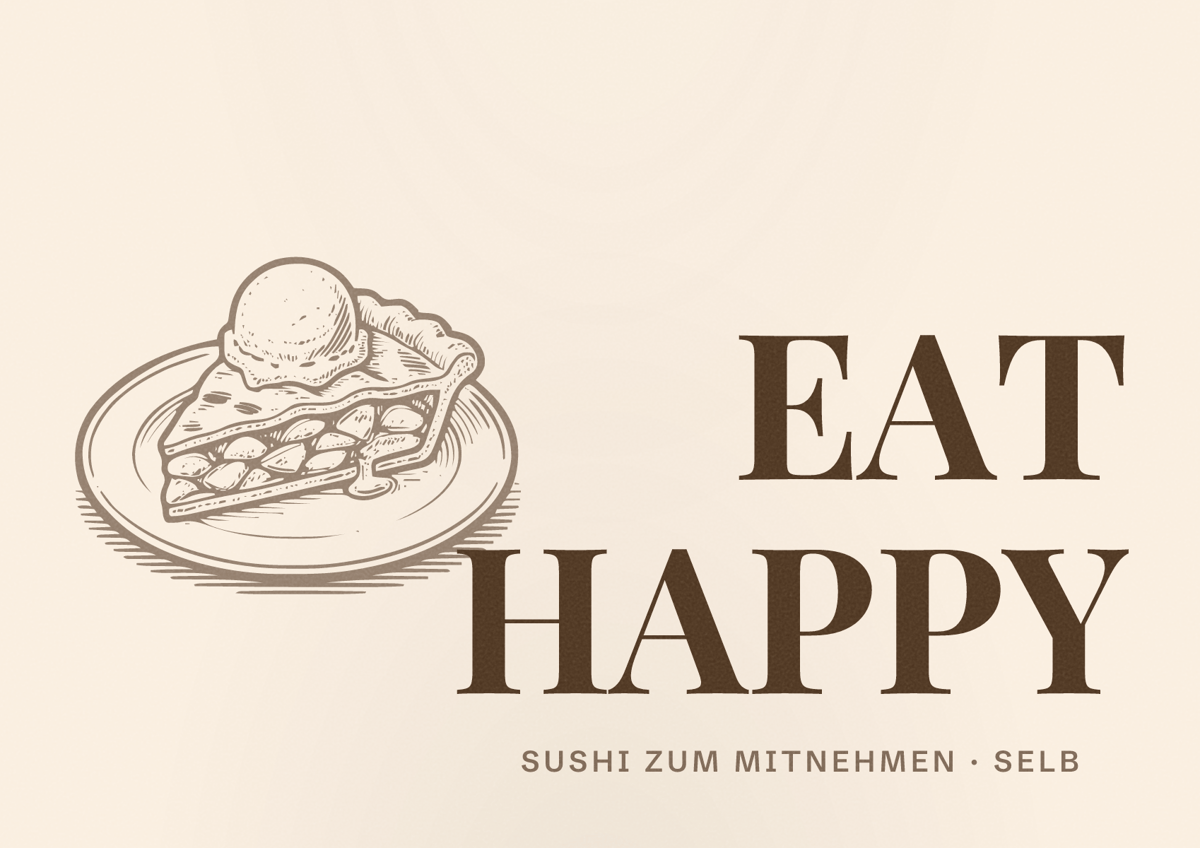 Illustriertes Poster von EAT HAPPY, Sushi zum Mitnehmen in Selb