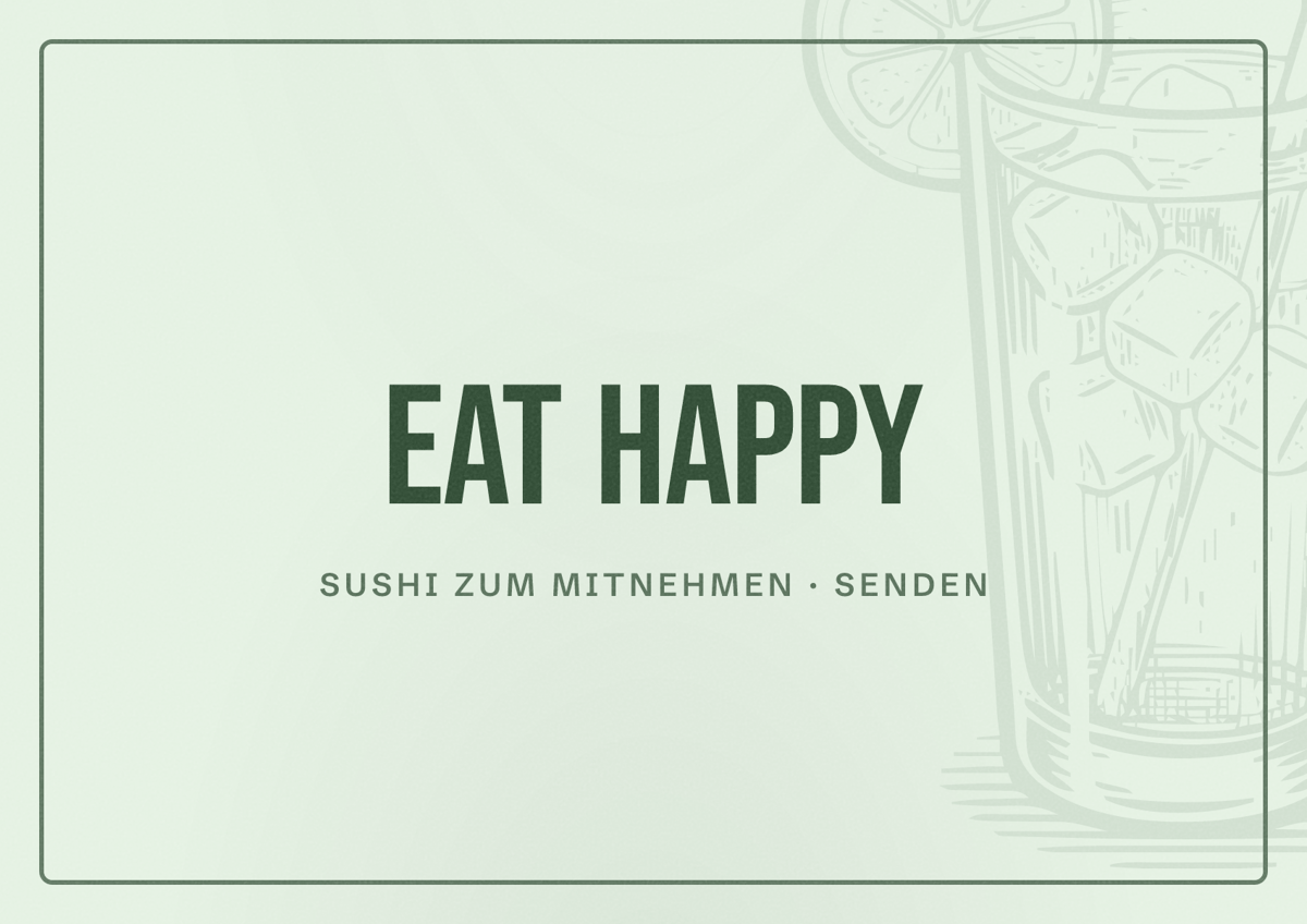 Illustriertes Poster von EAT HAPPY, Sushi zum Mitnehmen in Senden