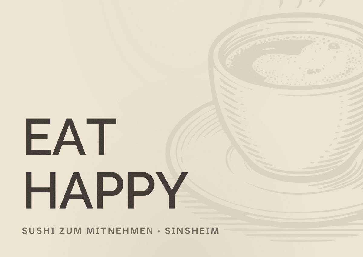 Illustriertes Poster von EAT HAPPY, Sushi zum Mitnehmen in Sinsheim