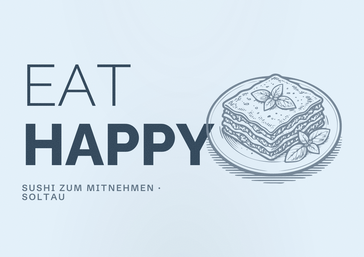 Illustriertes Poster von EAT HAPPY, Sushi zum Mitnehmen in Soltau