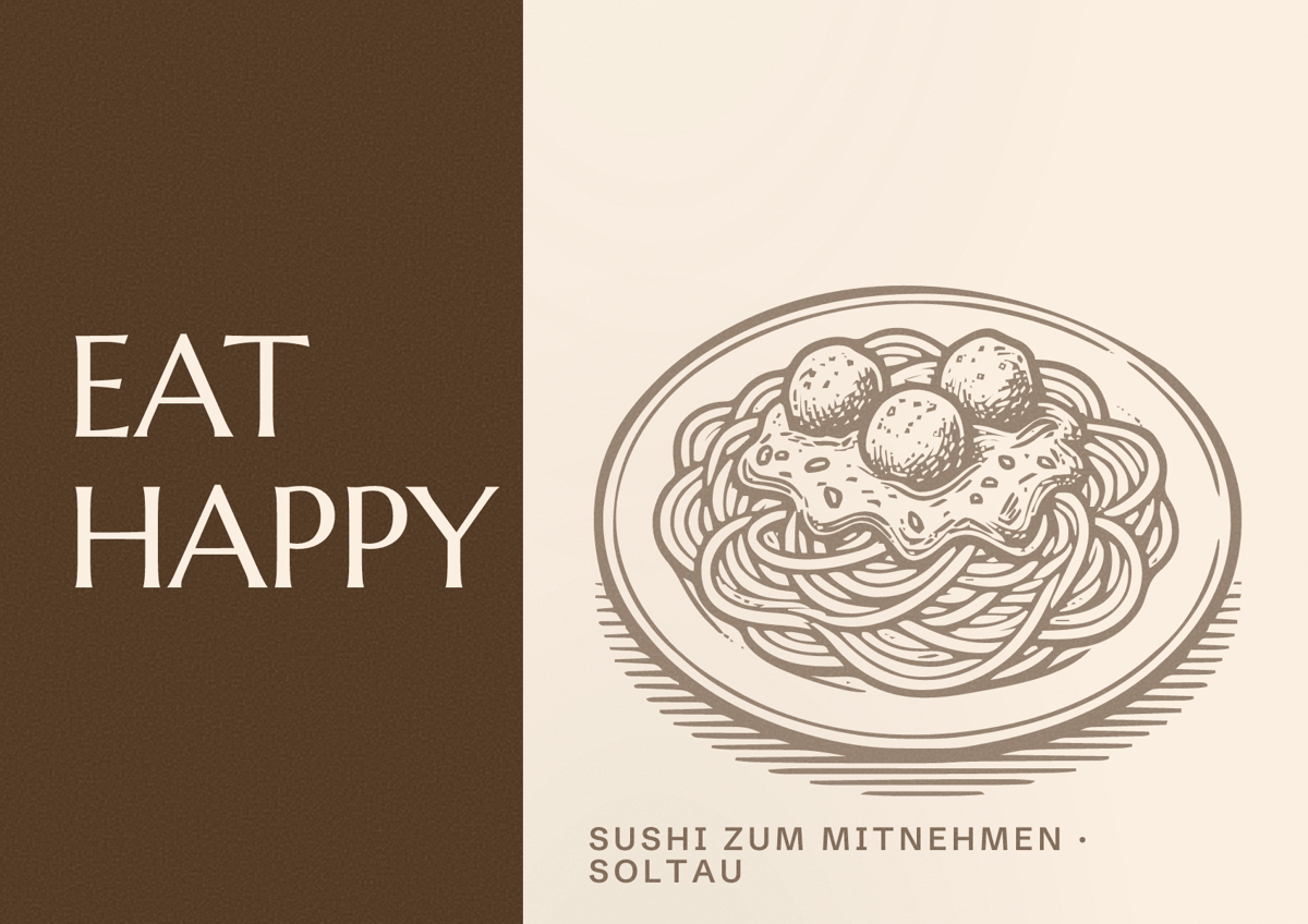 Illustriertes Poster von EAT HAPPY, Sushi zum Mitnehmen in Soltau