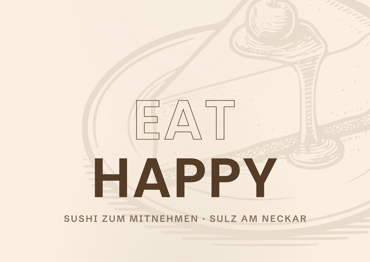 Illustriertes Poster von EAT HAPPY, Sushi zum Mitnehmen in Sulz am Neckar