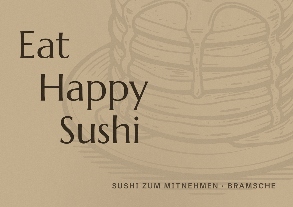 Illustriertes Poster von Eat Happy Sushi, Sushi zum Mitnehmen in Bramsche