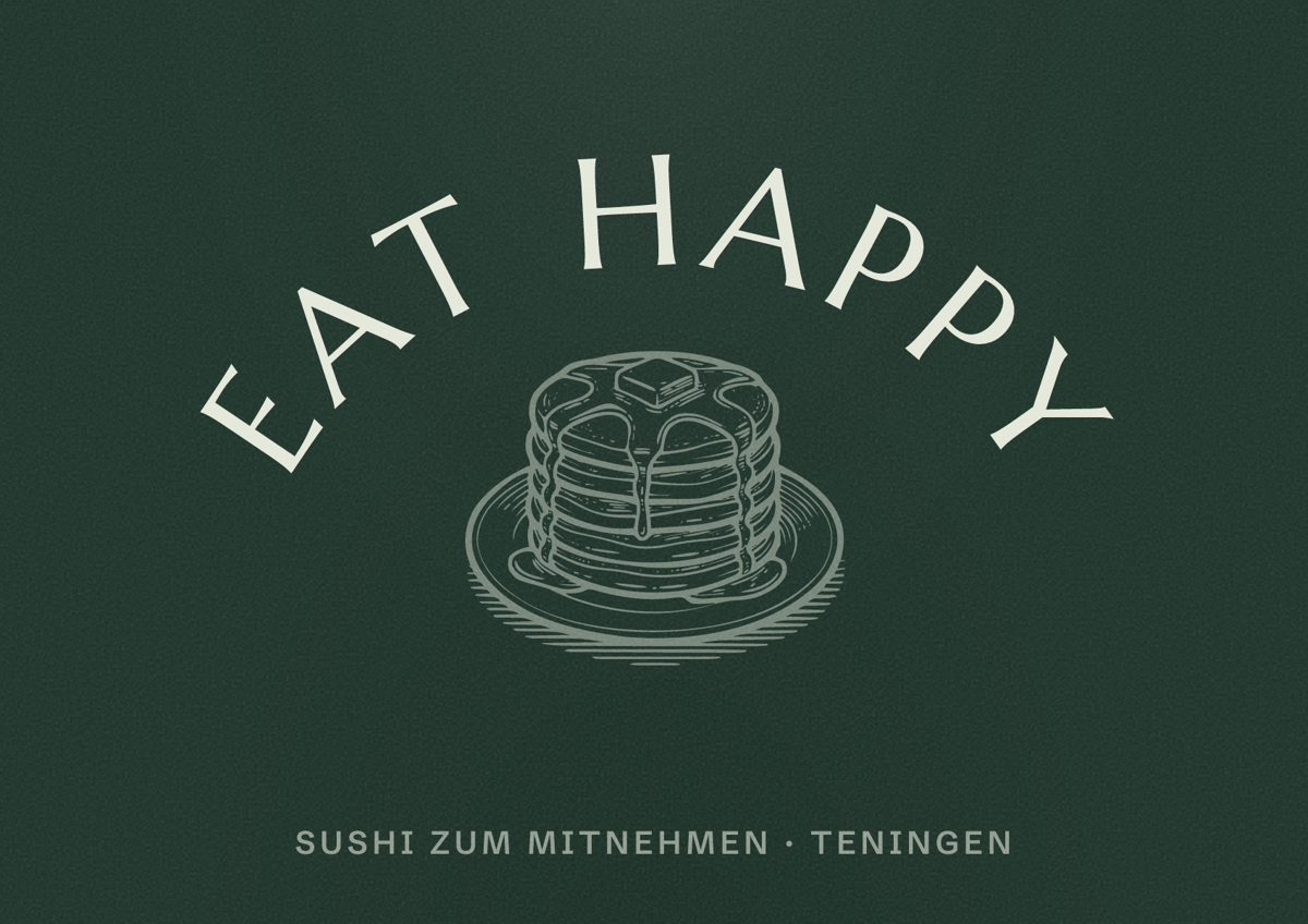 Illustriertes Poster von EAT HAPPY, Sushi zum Mitnehmen in Teningen