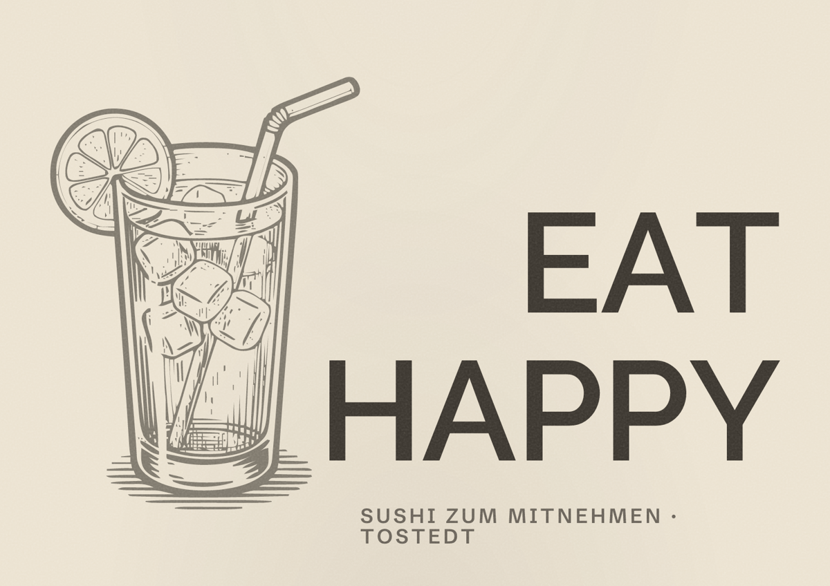 Illustriertes Poster von EAT HAPPY, Sushi zum Mitnehmen in Tostedt