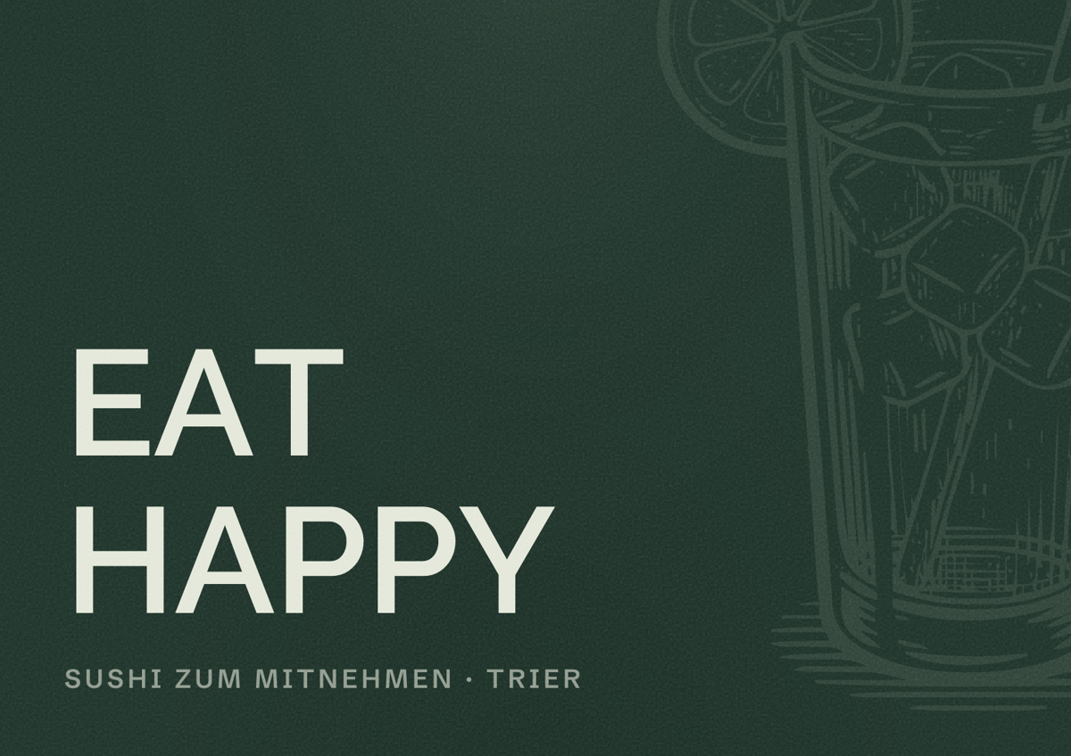 Illustriertes Poster von EAT HAPPY, Sushi zum Mitnehmen in Trier