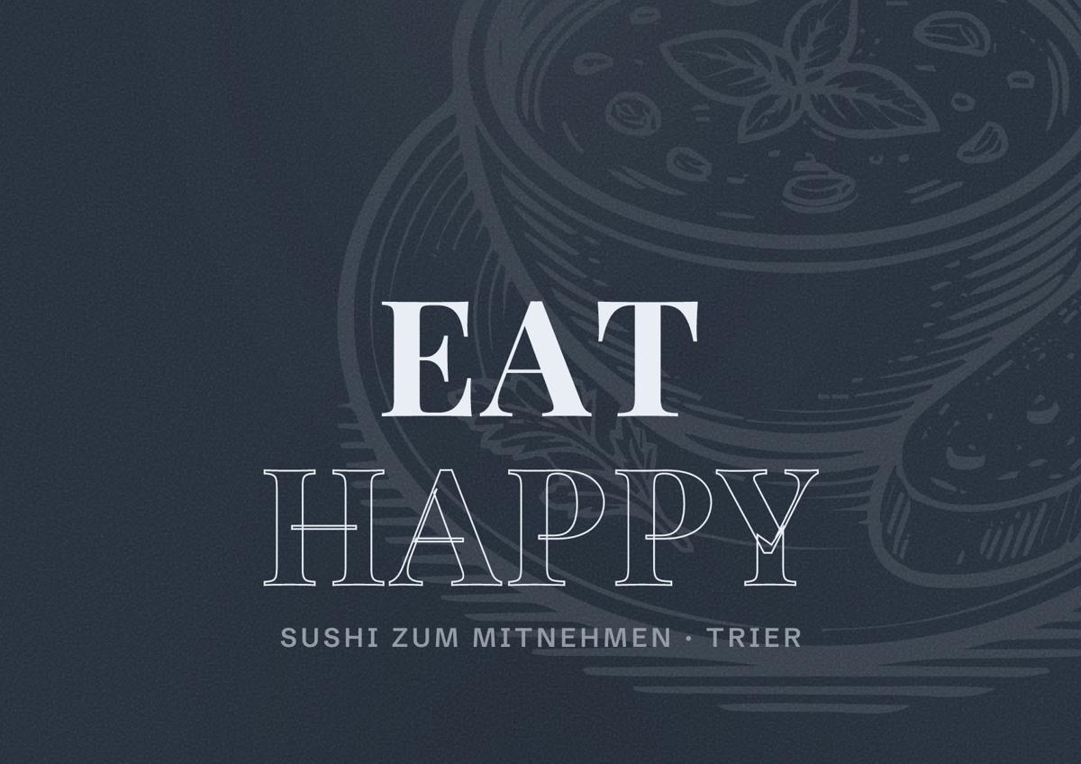 Illustriertes Poster von EAT HAPPY, Sushi zum Mitnehmen in Trier