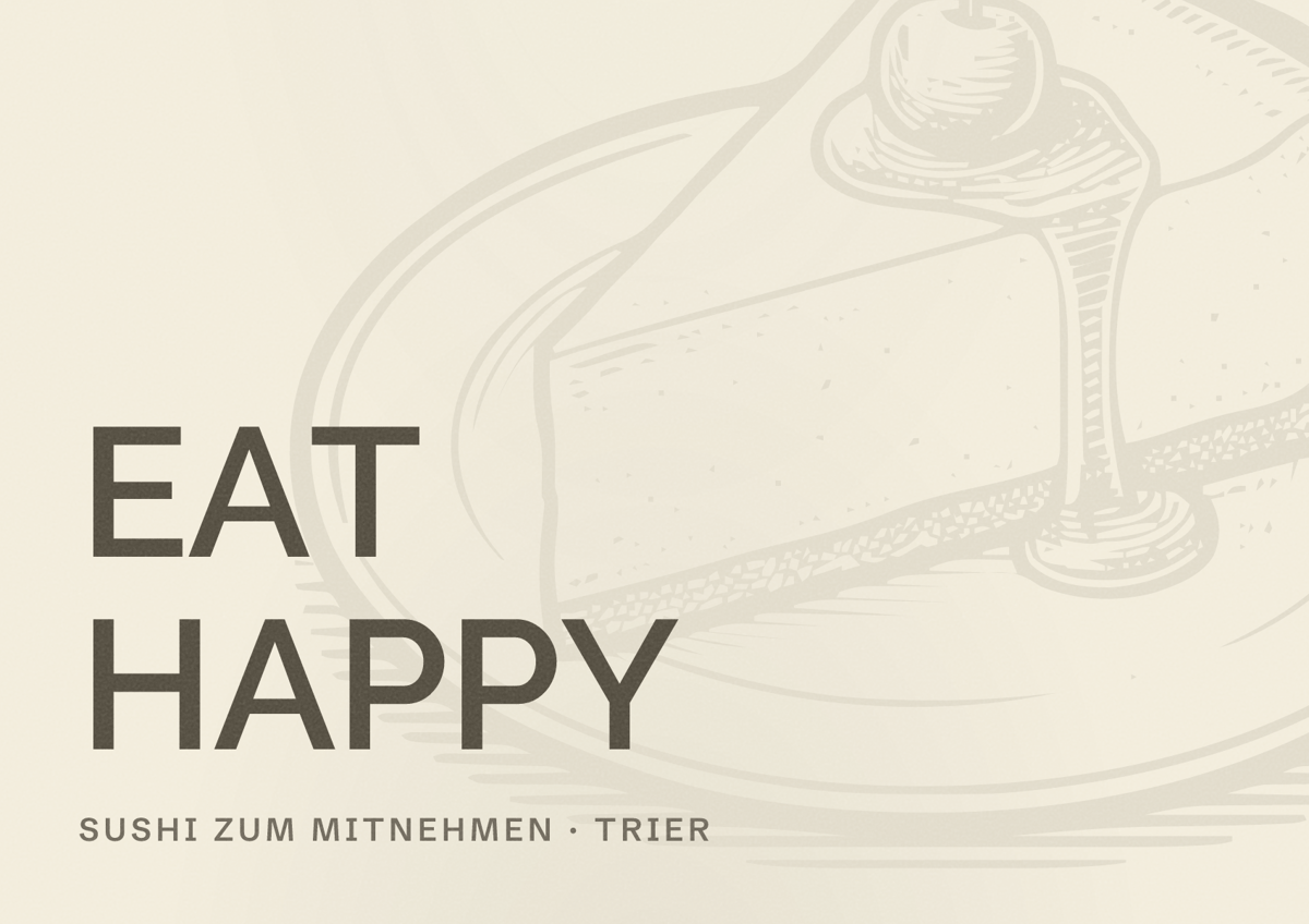 Illustriertes Poster von EAT HAPPY, Sushi zum Mitnehmen in Trier