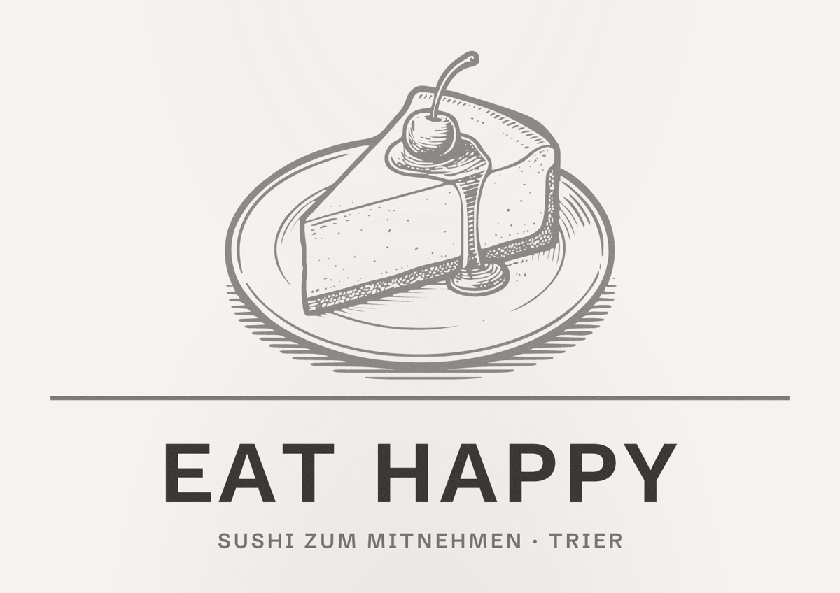Illustriertes Poster von EAT HAPPY, Sushi zum Mitnehmen in Trier