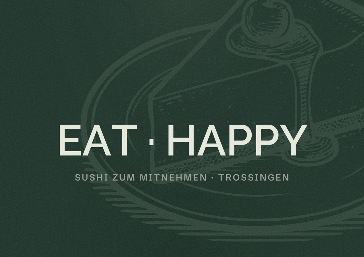 Illustriertes Poster von EAT HAPPY, Sushi zum Mitnehmen in Trossingen