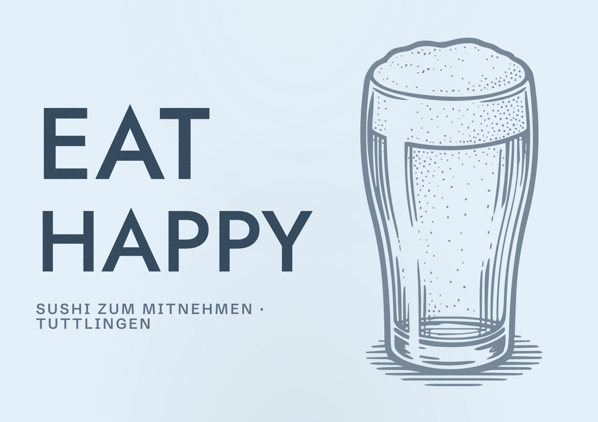 Illustriertes Poster von EAT HAPPY, Sushi zum Mitnehmen in Tuttlingen