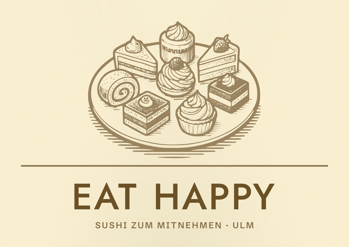 Illustriertes Poster von EAT HAPPY, Sushi zum Mitnehmen in Ulm