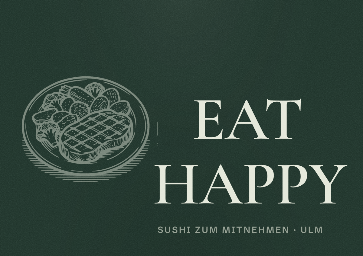 Illustriertes Poster von EAT HAPPY, Sushi zum Mitnehmen in Ulm