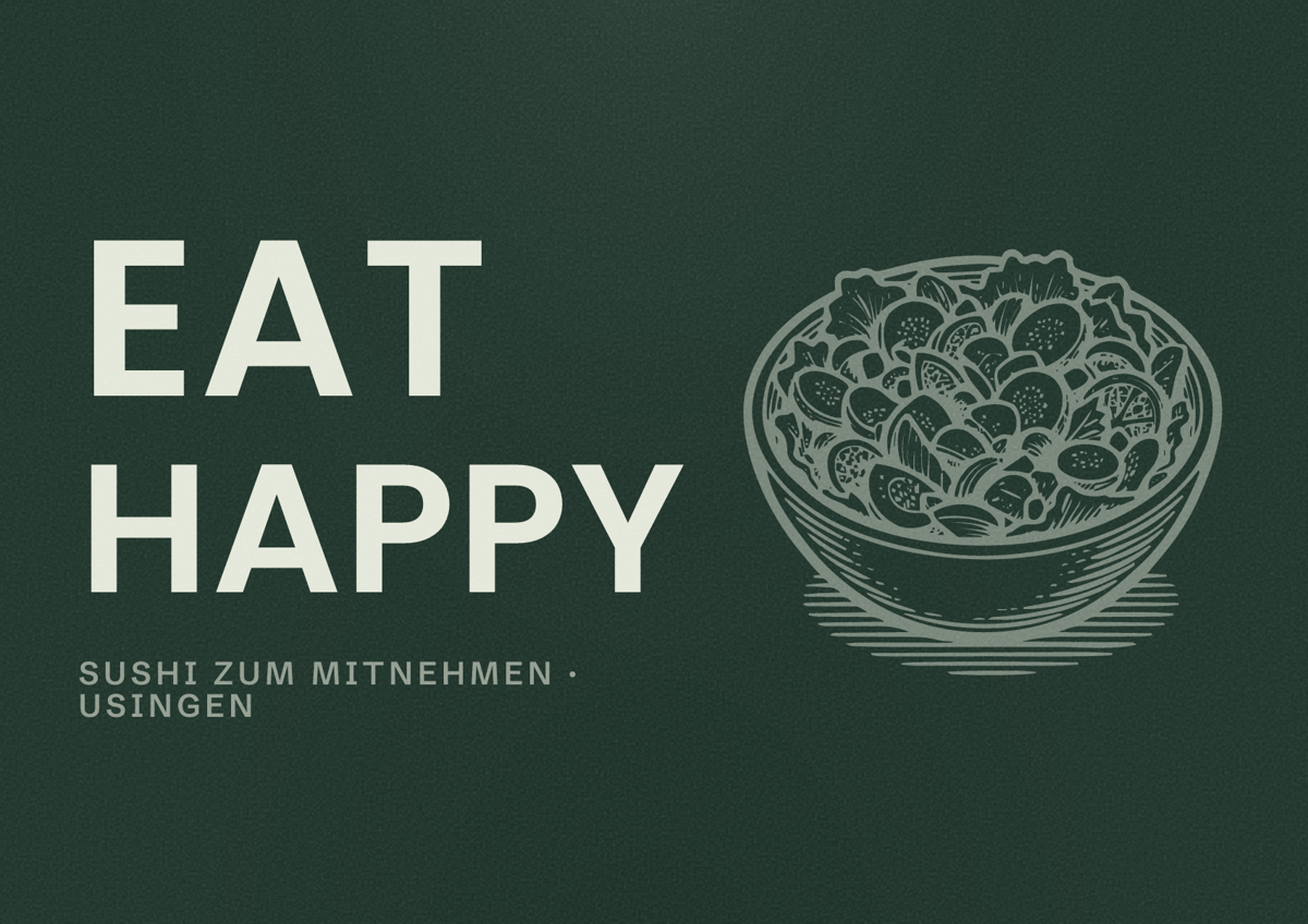 Illustriertes Poster von EAT HAPPY, Sushi zum Mitnehmen in Usingen