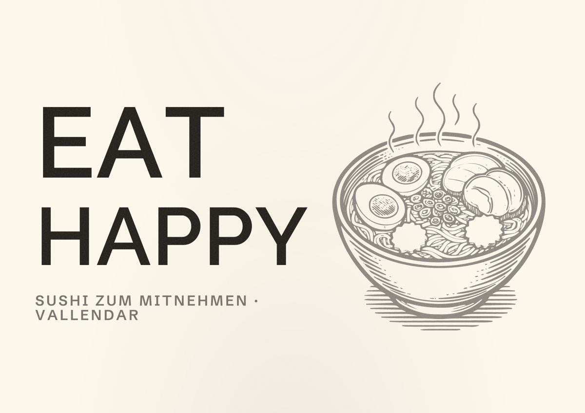 Illustriertes Poster von EAT HAPPY, Sushi zum Mitnehmen in Vallendar