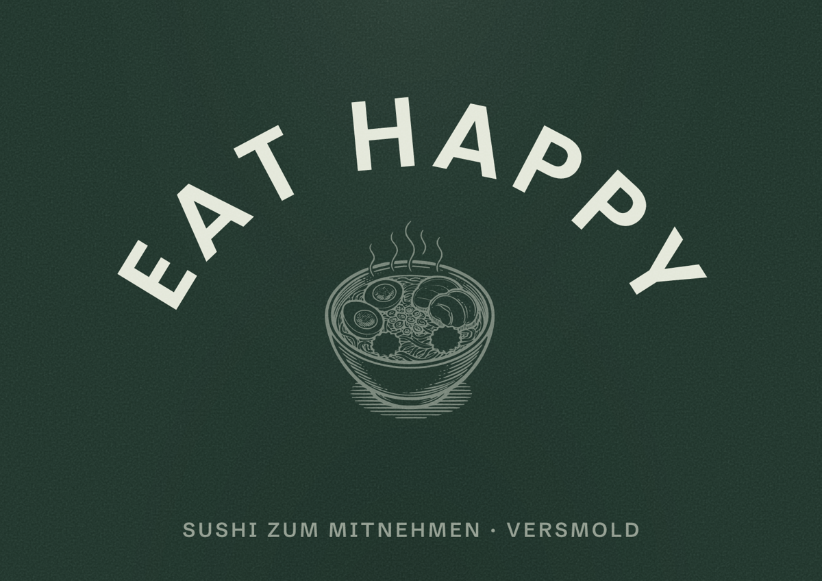 Illustriertes Poster von EAT HAPPY, Sushi zum Mitnehmen in Versmold