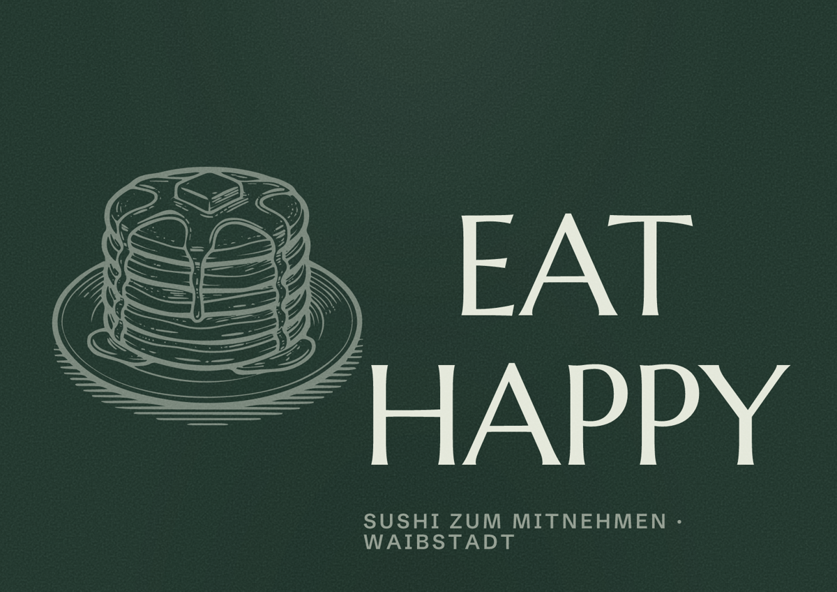 Illustriertes Poster von EAT HAPPY, Sushi zum Mitnehmen in Waibstadt