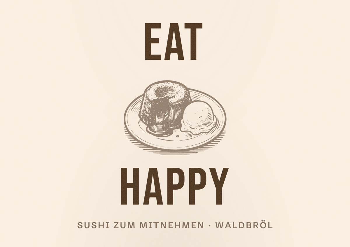 Illustriertes Poster von Eat Happy, Sushi zum Mitnehmen in Waldbröl