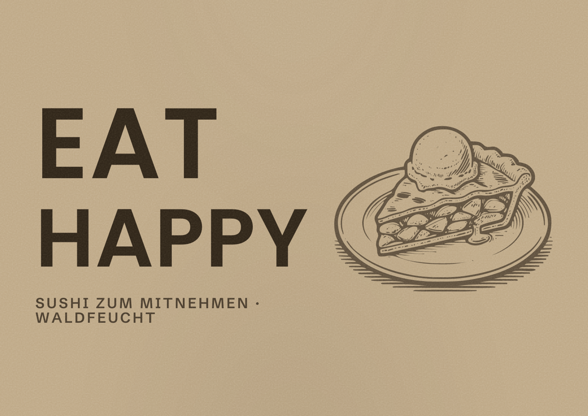 Illustriertes Poster von EAT HAPPY, Sushi zum Mitnehmen in Waldfeucht