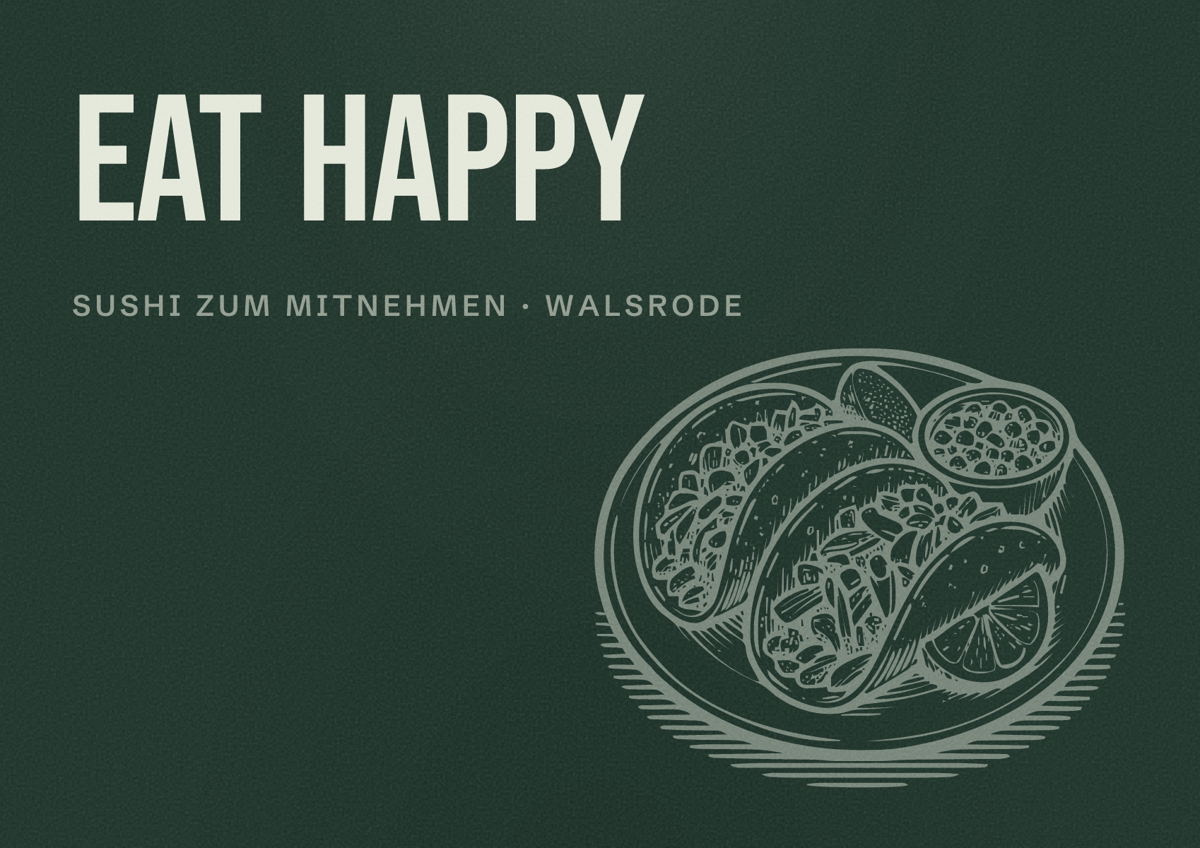 Illustriertes Poster von EAT HAPPY, Sushi zum Mitnehmen in Walsrode