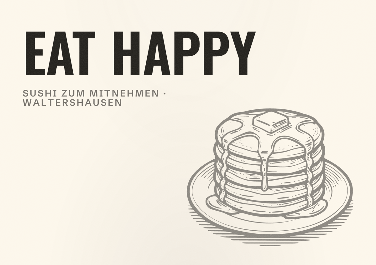 Illustriertes Poster von EAT HAPPY, Sushi zum Mitnehmen in Waltershausen