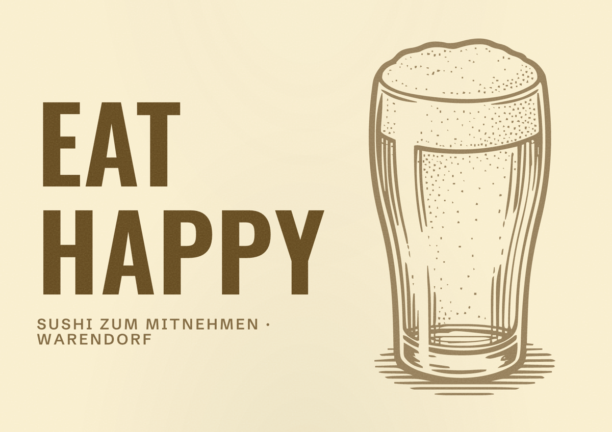Illustriertes Poster von EAT HAPPY, Sushi zum Mitnehmen in Warendorf
