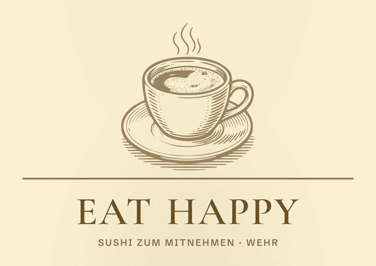 Illustriertes Poster von EAT HAPPY, Sushi zum Mitnehmen in Wehr