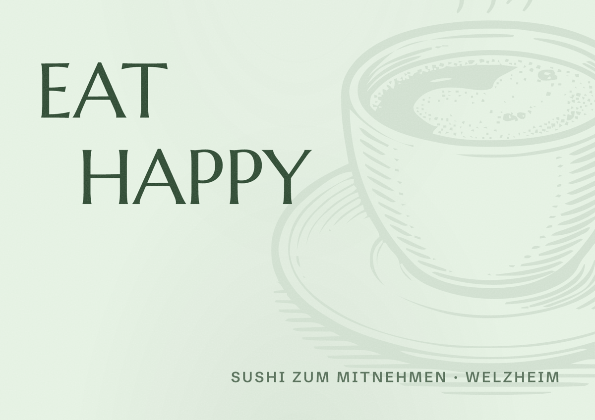 Illustriertes Poster von EAT HAPPY, Sushi zum Mitnehmen in Welzheim