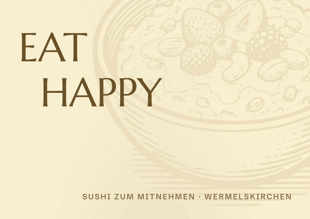 Illustriertes Poster von EAT HAPPY, Sushi zum Mitnehmen in Wermelskirchen