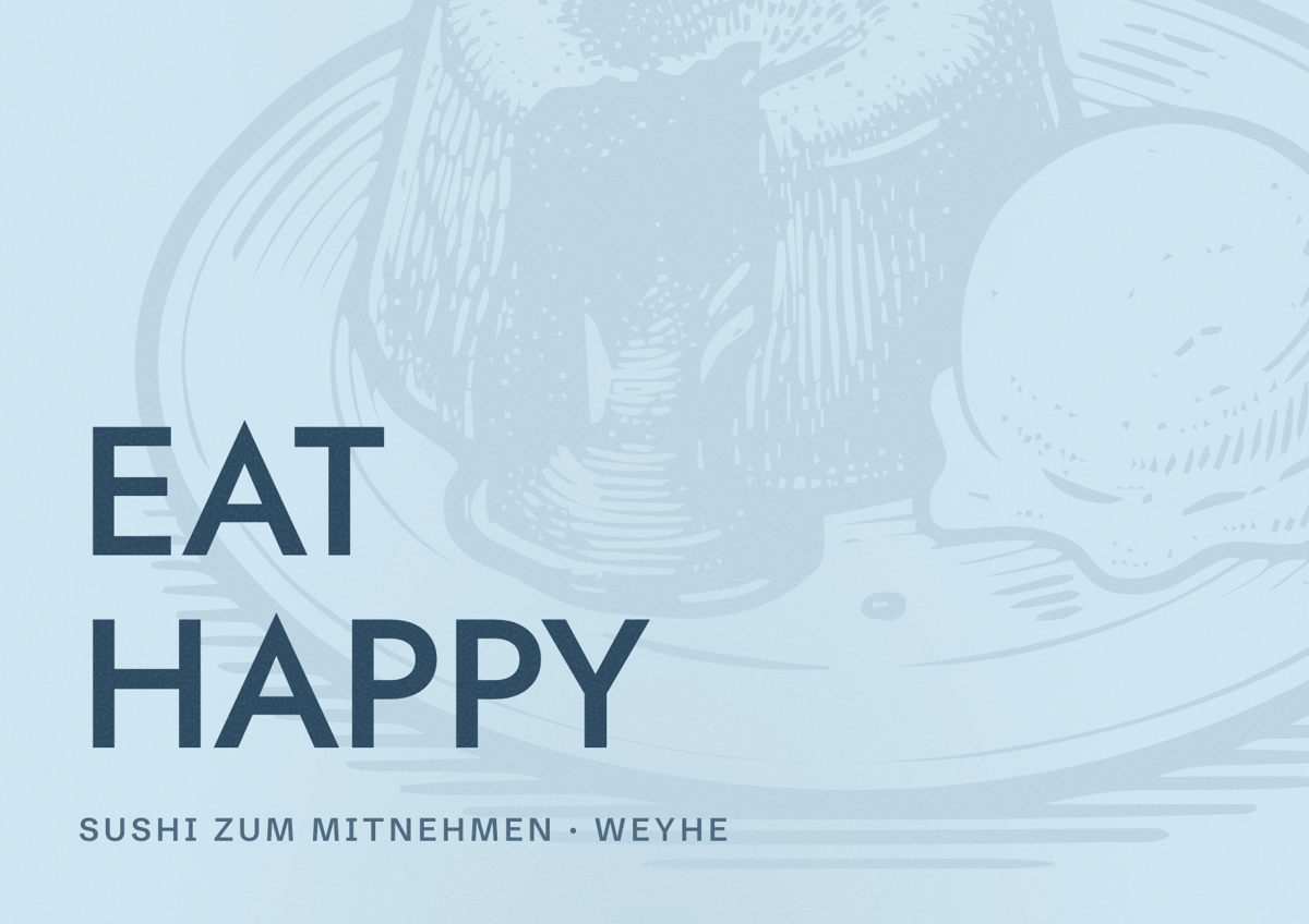 Illustriertes Poster von EAT HAPPY, Sushi zum Mitnehmen in Weyhe