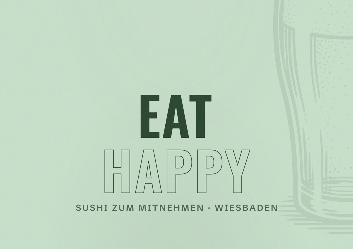 Illustriertes Poster von EAT HAPPY, Sushi zum Mitnehmen in Wiesbaden