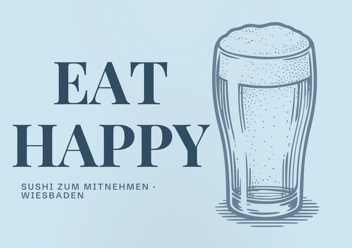 Illustriertes Poster von EAT HAPPY, Sushi zum Mitnehmen in Wiesbaden