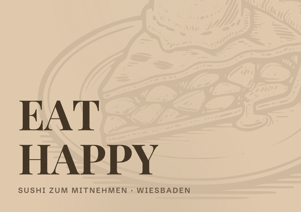 Illustriertes Poster von EAT HAPPY, Sushi zum Mitnehmen in Wiesbaden