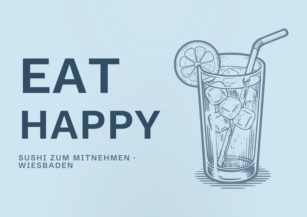 Illustriertes Poster von EAT HAPPY, Sushi zum Mitnehmen in Wiesbaden