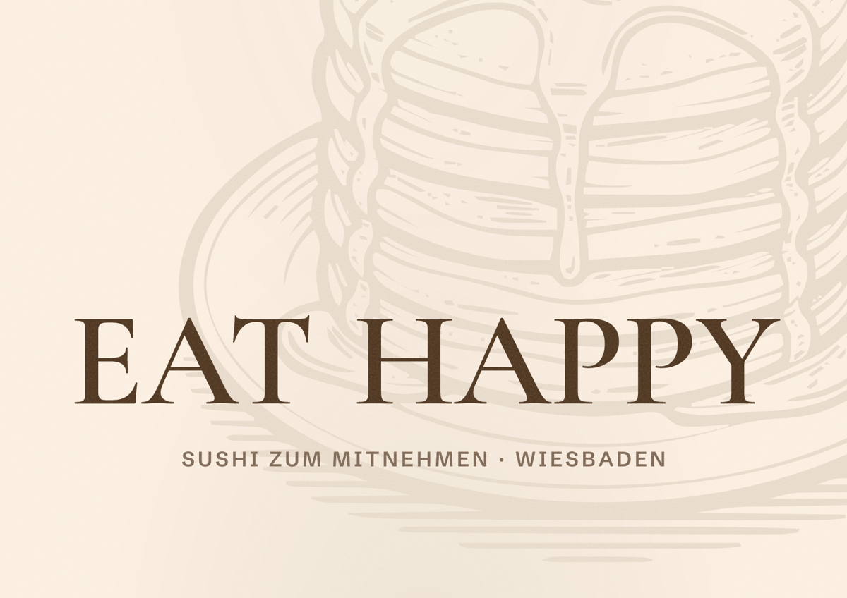 Illustriertes Poster von EAT HAPPY, Sushi zum Mitnehmen in Wiesbaden