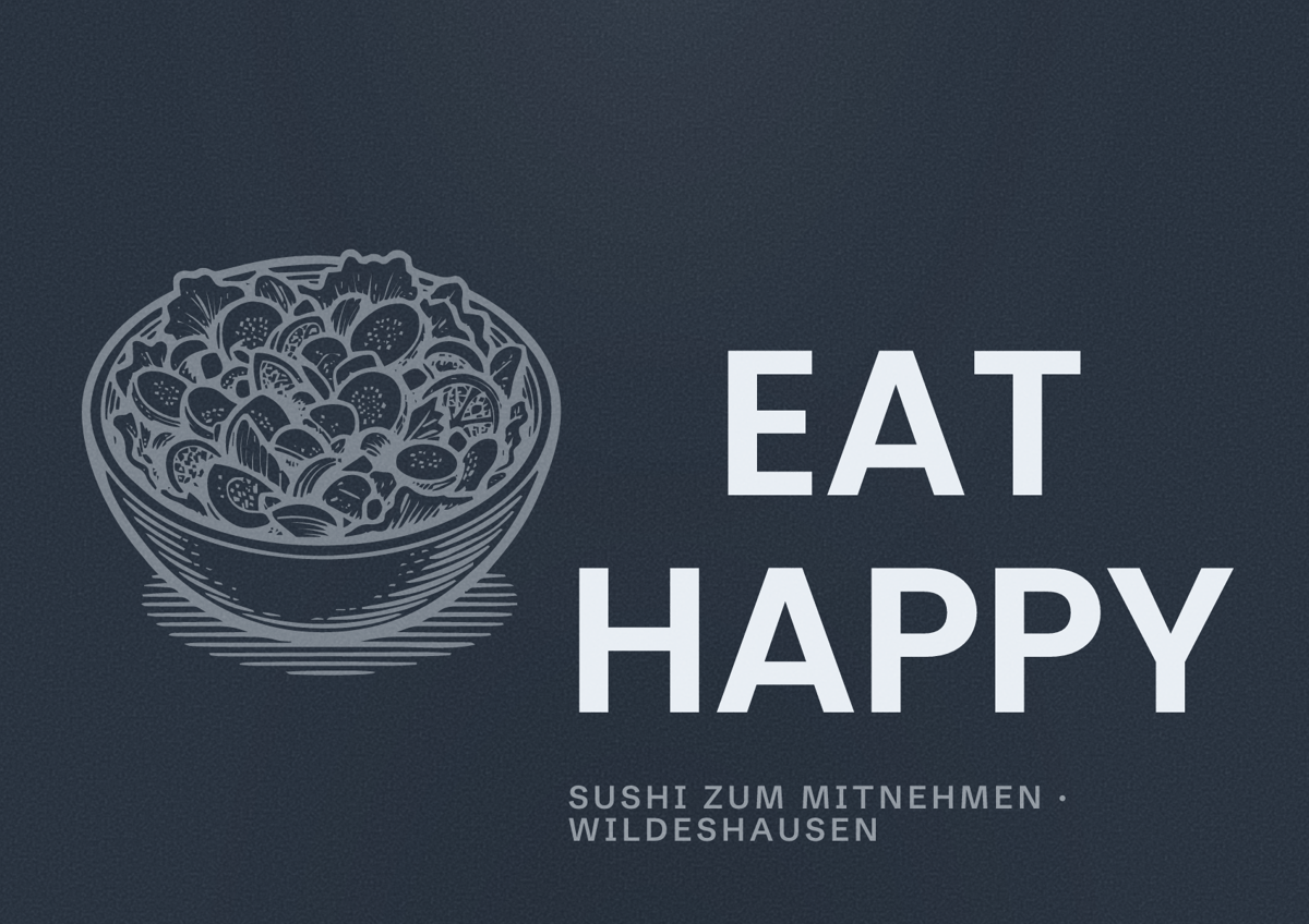 Illustriertes Poster von EAT HAPPY, Sushi zum Mitnehmen in Wildeshausen