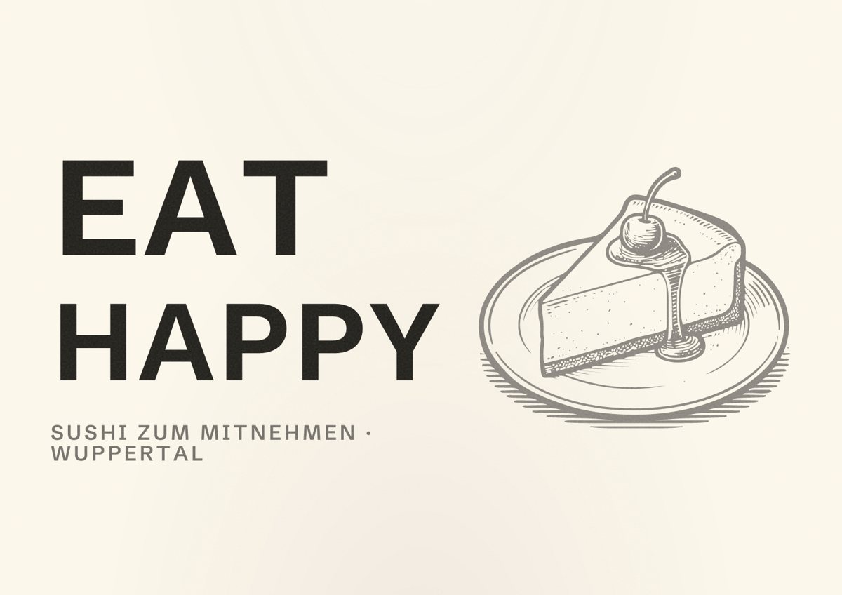 Illustriertes Poster von EAT HAPPY, Sushi zum Mitnehmen in Wuppertal