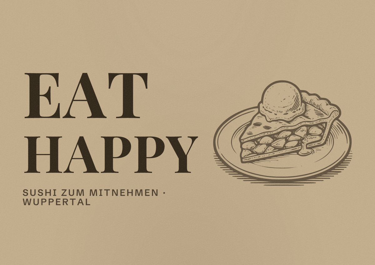 Illustriertes Poster von EAT HAPPY, Sushi zum Mitnehmen in Wuppertal