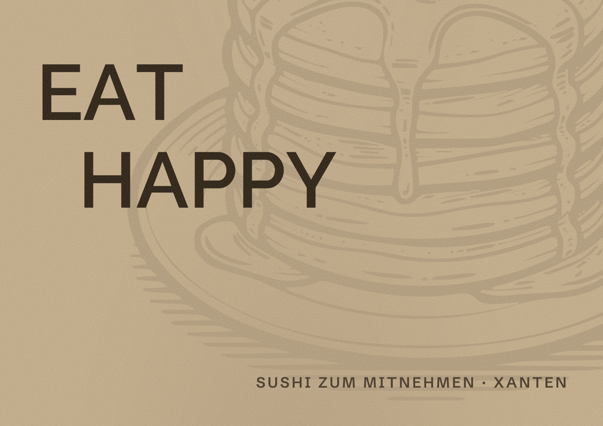 Illustriertes Poster von EAT HAPPY, Sushi zum Mitnehmen in Xanten