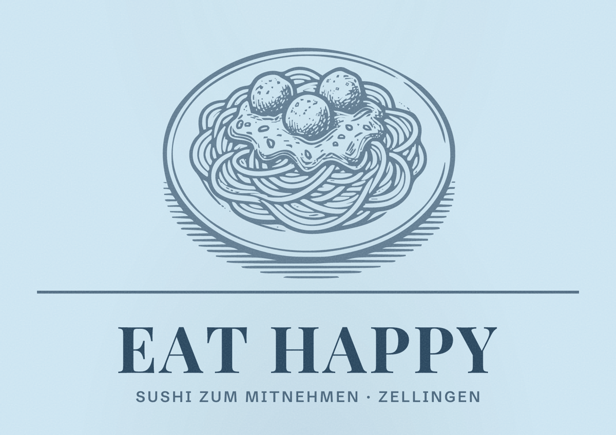 Illustriertes Poster von EAT HAPPY, Sushi zum Mitnehmen in Zellingen